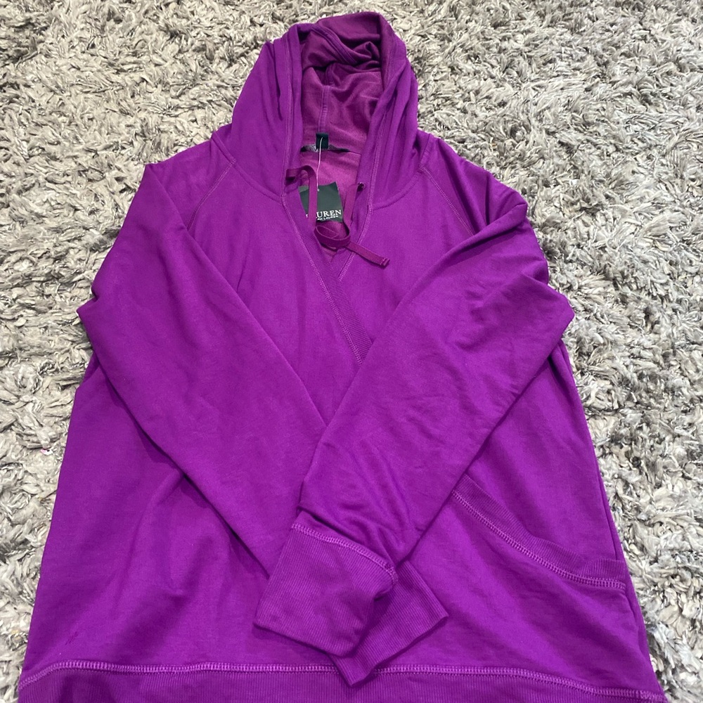 RALPH LAUREN hoodie blouse NWOUT tag size L purple - Picture 3 of 15